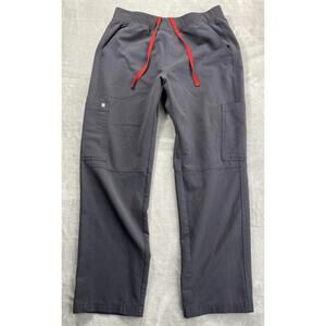 Figs Axim Cargo Scrub Pants Men's Large 28" Inseam Charcoal Gray Stretch Medical
